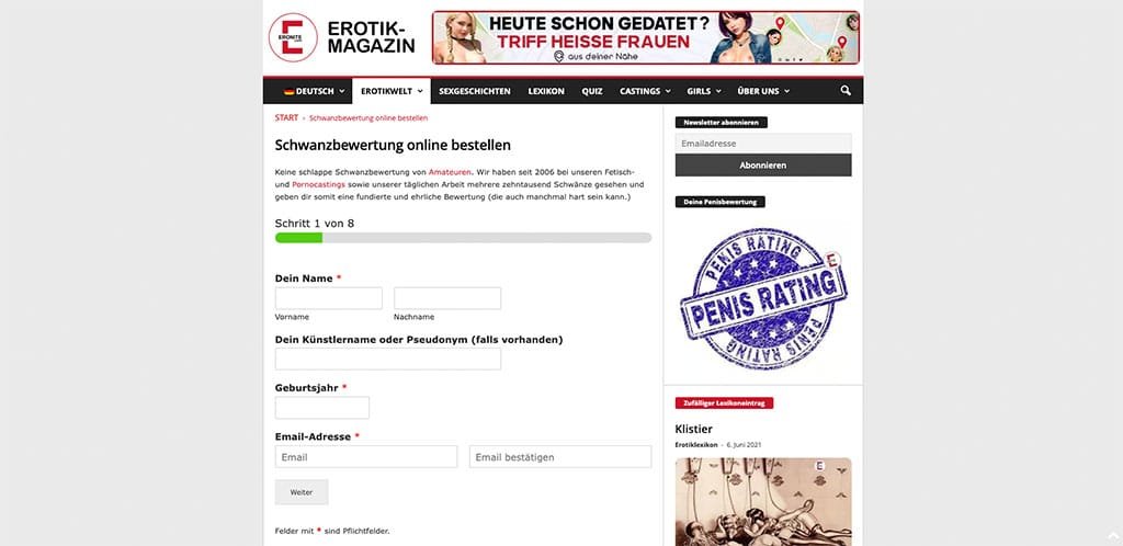 Eronoite ist ein Erotikmagazin und bietet einen fundierten Penisvergleich Online an