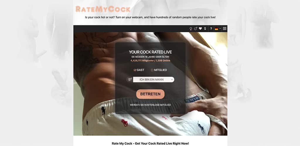 RateMyCock ist ein Online Schwanzvergleich Anbieter, der via Live Cam funktioniert