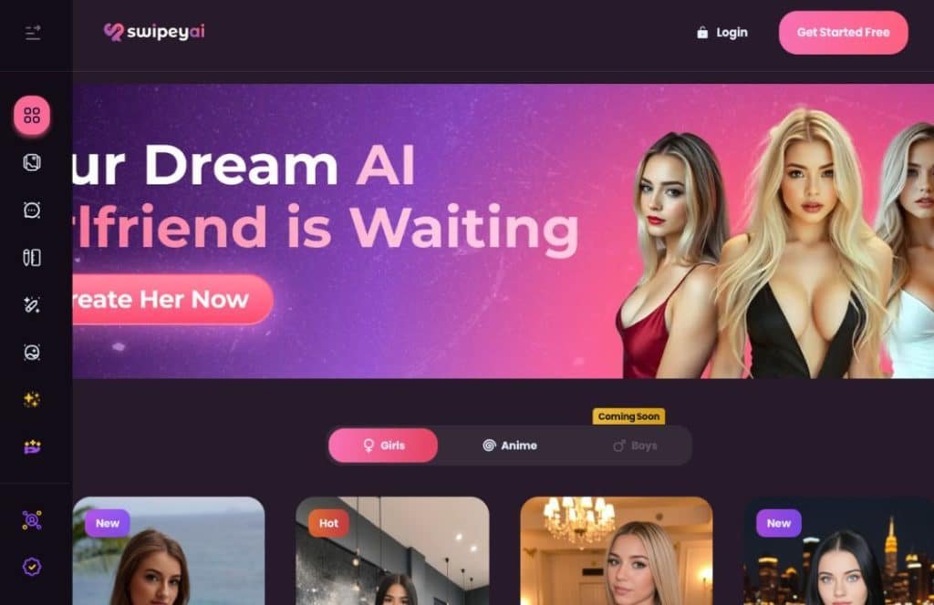 Swipey AI ist eine neuartige KI Sexting Seite, die mit vielen KI-Girls lockt