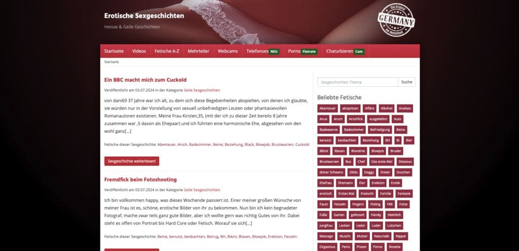 Auf erotischesexgeschichten.info bekommst zu kostenlosen Zugang zu mehreren tausend Sexgeschichten