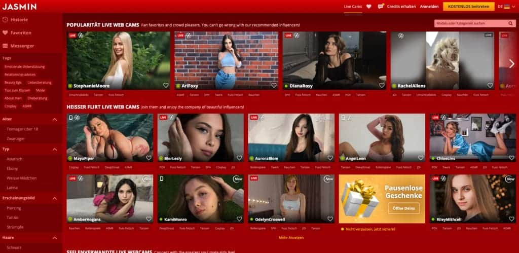 Auch auf LiveJasmin kannst du heiße Camchats haben und die Tokens mit PayPal kaufen