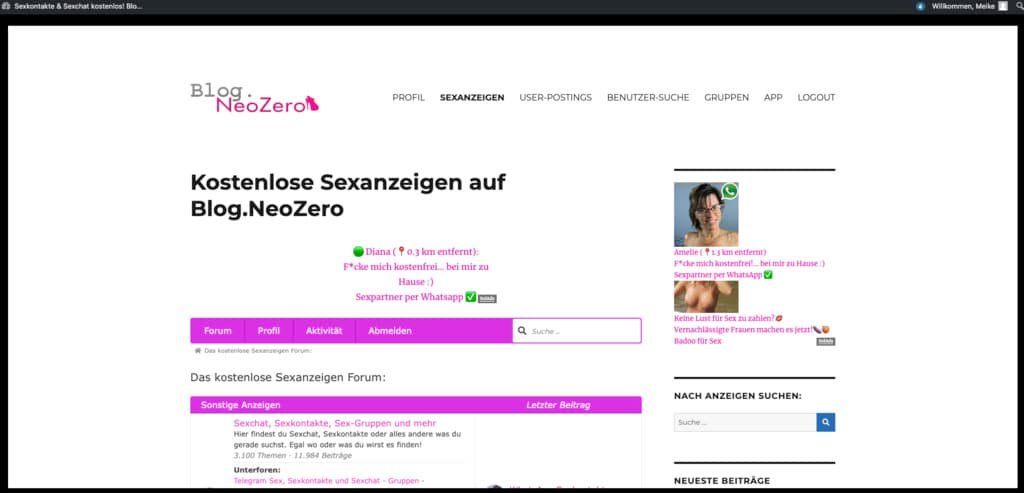 Auch im NeoZero Forum gibt es viele WhatsApp Sexkontakte für Videocalls