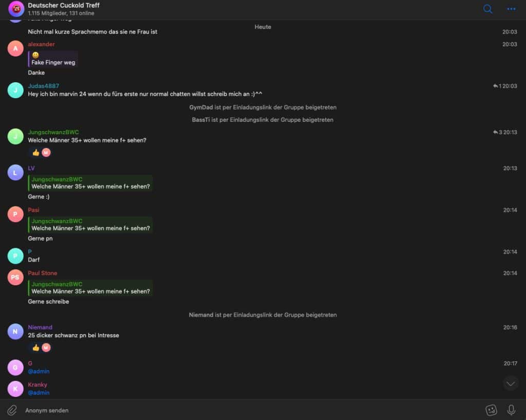 Der deutsche Cuckold Treff st die Nummer 1 der deutschen Telegram Fick Gruppen
