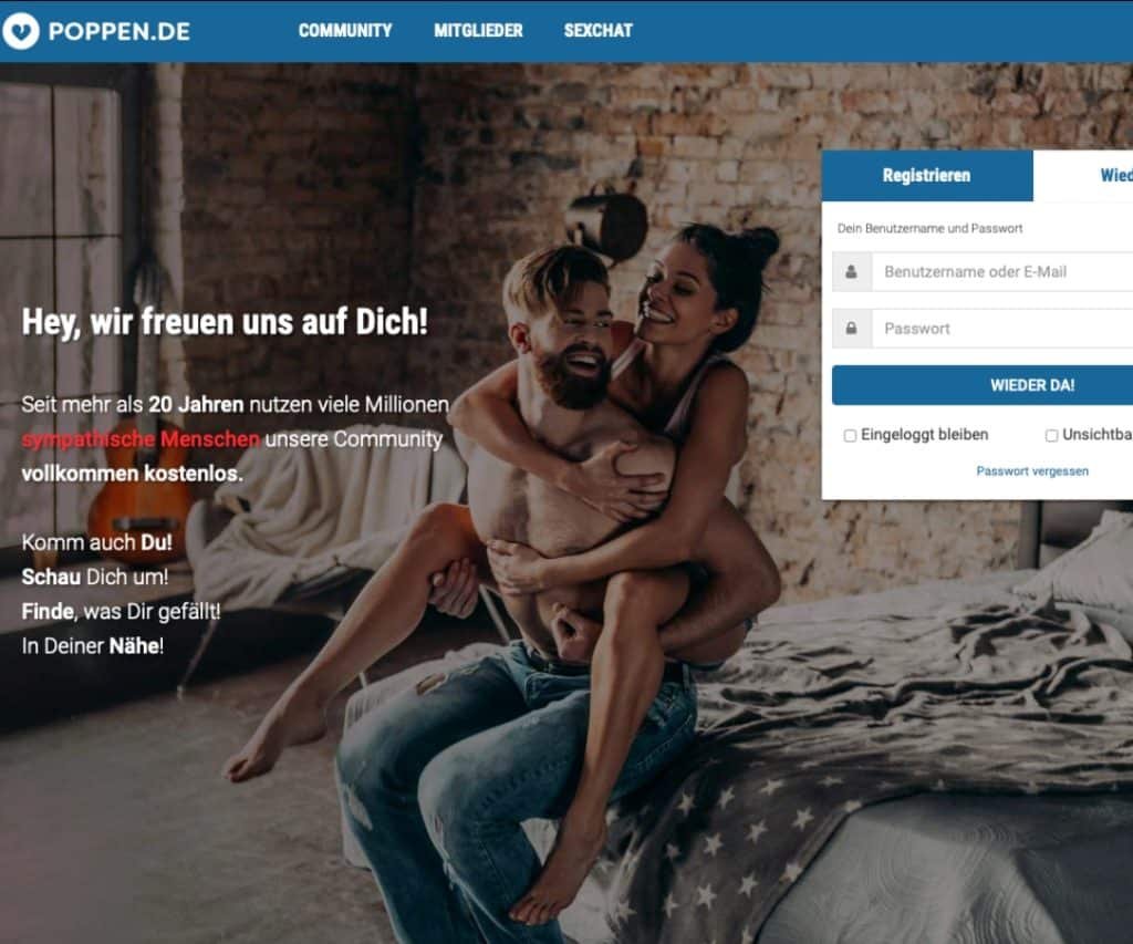 Die Startseite von poppen.de