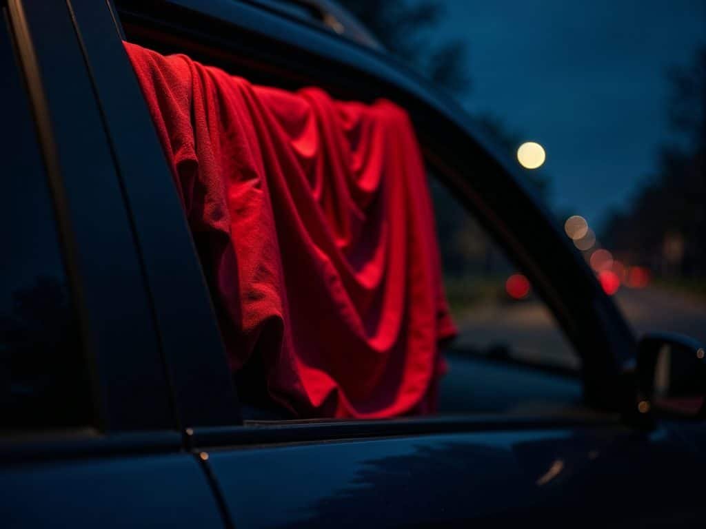Das Tuch an einem Autofenster lädt ebenfalls zum Wichsvergnügen ein