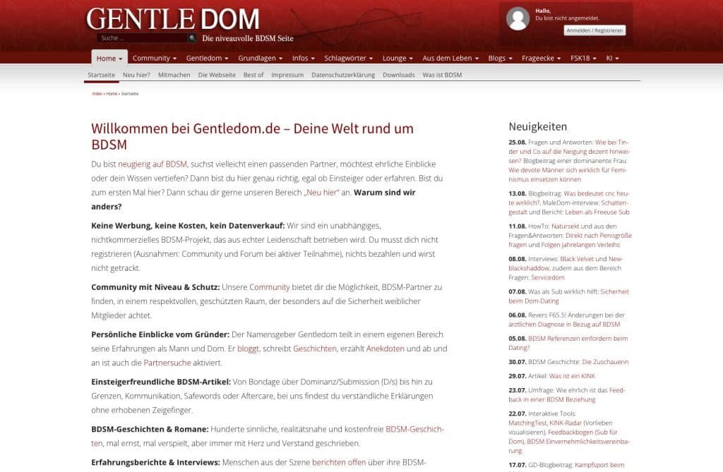 Gentledom ist nicht nur eine Seite für BDSM Storys, sondern auch eine Community rund um SM & Dominanz