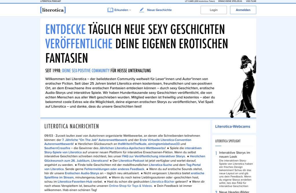 Die größte Sammlung kostenloser BDSM Sex Geschichten hat Literotica