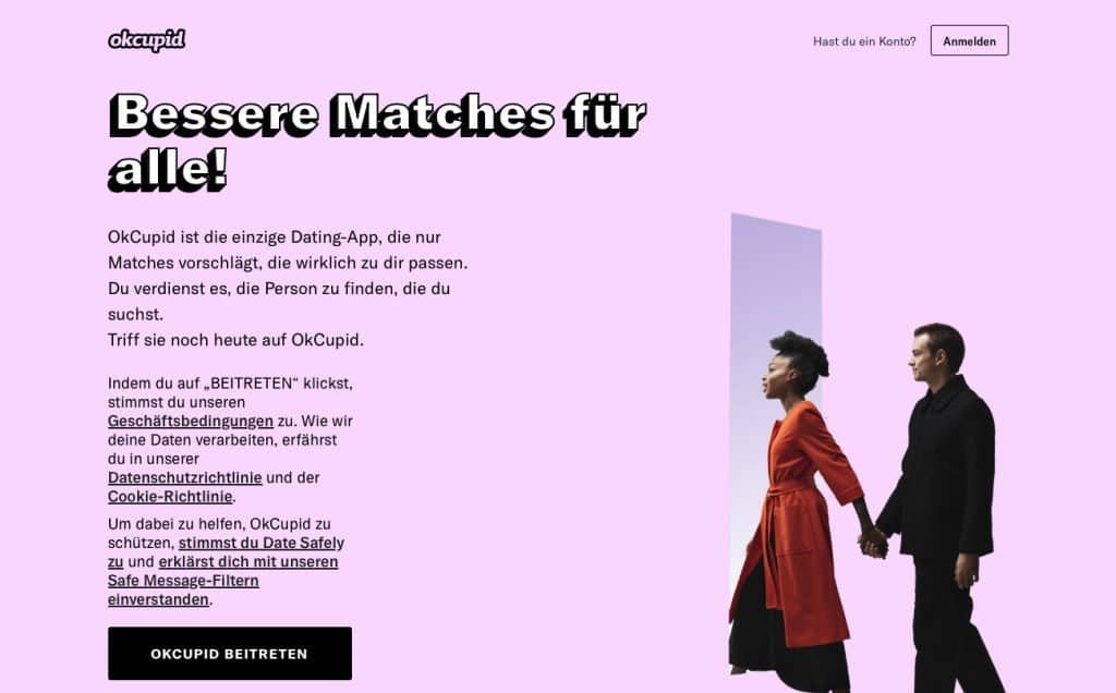 Die Zielgruppe in der Fremdgeh App OKCupid ist deutlich jünger als bei der Konkurrenz