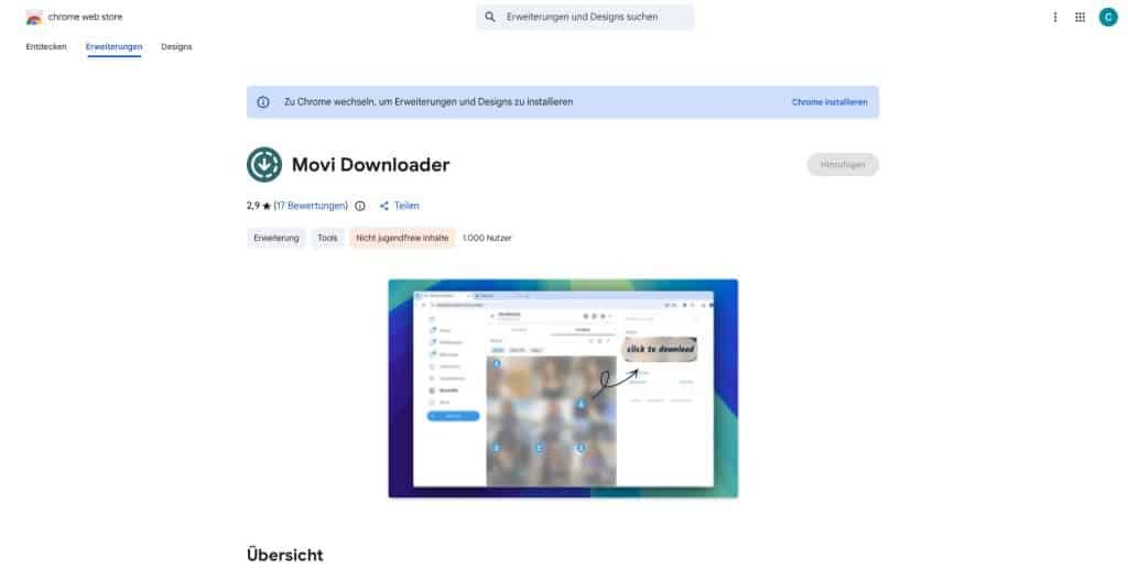 Der Movi Downloader ist eine Chrome Erweiterung mit der sich nicht nur OnlyFans Videos downloaden lassen