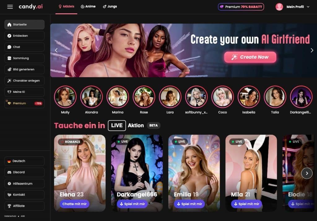 Screenshot vom AI Sexchat "Candy AI"