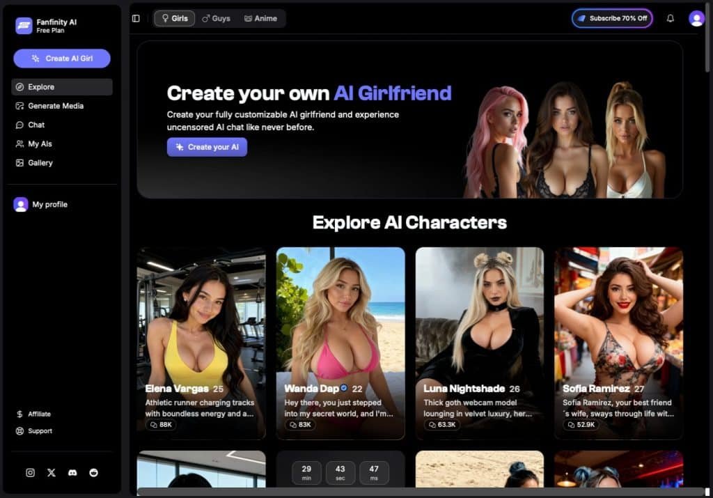 Screenshot des Portals Fanfinity AI