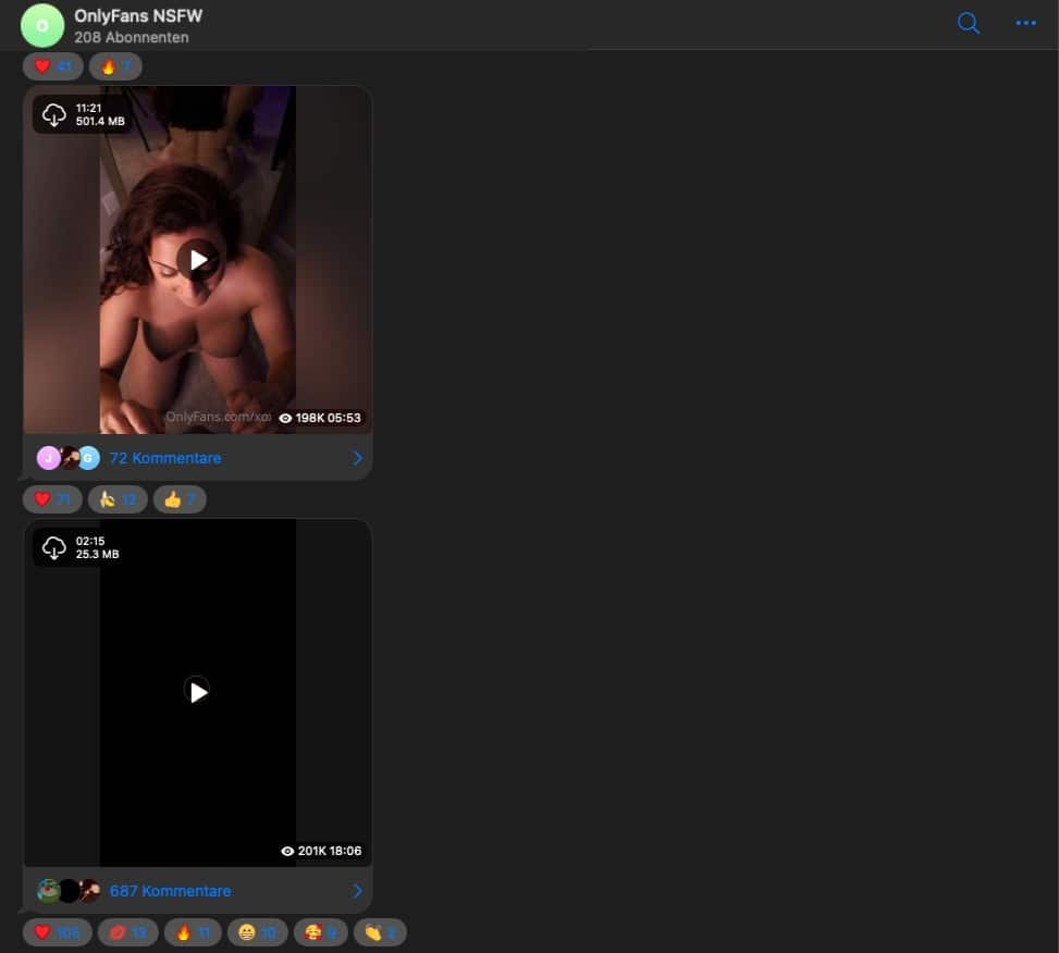 In der Gruppe "Telegram OnlyFans NSFW" herrscht viel Aktivität